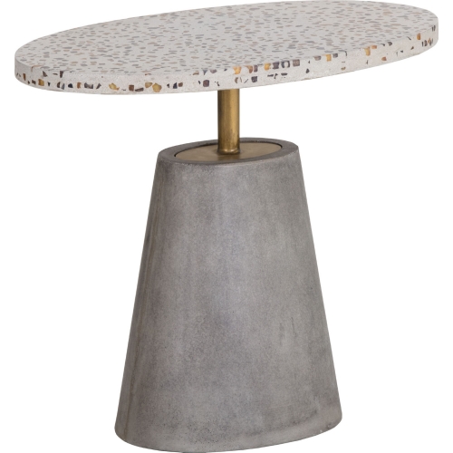 Carment End Table in Grey Terrazzo, Concrete & Brass Steel